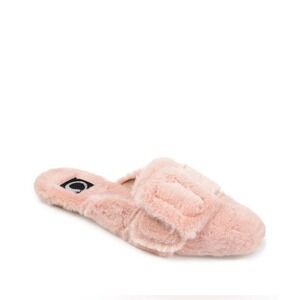 plush cozy faux fur shearling mule slippers pink plush barbiecore princess sz 8